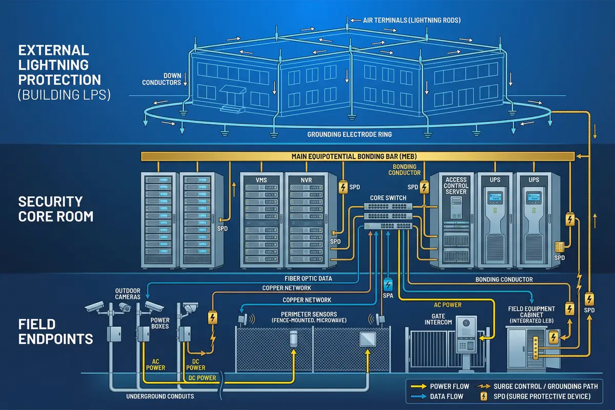 Security System Lightning Protection Architecture Diagram